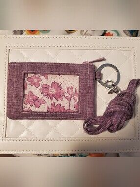 Vera Bradley Heather Purple Zip ID Case with Matching Lanyard